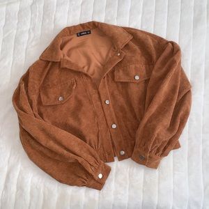 Shein Corduroy Ribbed Camel Jacket